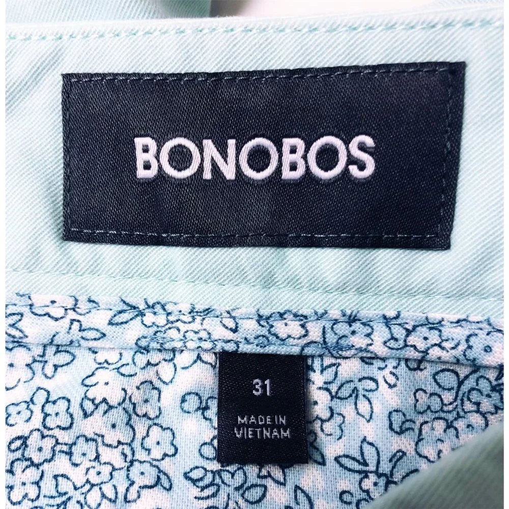 SOLd BONOBOS Mens Aqua Blue Stretch Washed Chino 7 inch Shorts Sz 31 NWT - Picture 9 of 13